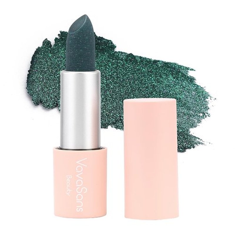 VavaSans Vegan Glitter Lipstick Turquoise Shimmer Metallic Sparkling Blue Green Shade Long Lasting Waterproof Non-Sticky Formula Diamond Shiny Highly Pigmented Lip Stick for Women