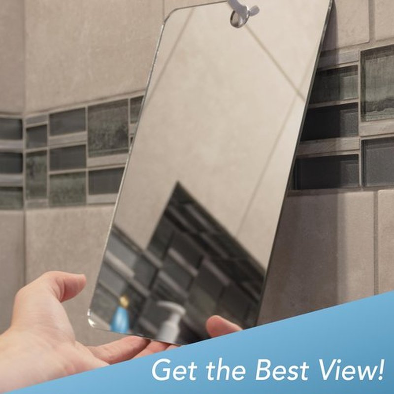 The Shave Well Company XL Anti-Fog Shaving Mirror | Fogless Bathroom Shower Mirror with Handheld Option for Men and Women | Fog Free Hanging Shower Mirror Includes Long-Lasting Removable Adhesive Hook