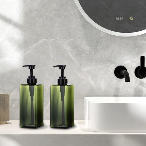 Yebeauty Pump Bottle Dispenser, 22oz 650ml Empty Plastic Shampoo Pump Dispenser Shower Hand Soap Dispenser Refillable Liquid Containers for Conditioner Body Wash, Bathroom Kitchen, 2 Pack Green
