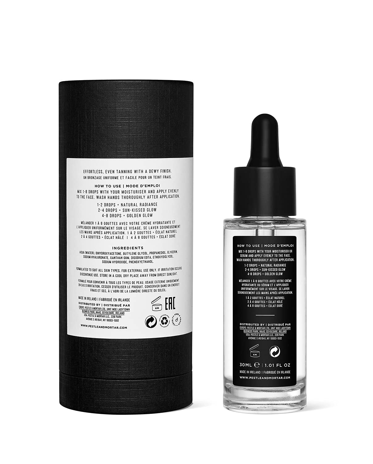 Pestle & Mortar Glow Drops - Customisable Sunless Self-Tan with Hyaluronic Acid. Effortless, Even Tanning, Super-Hydrating, Works Alongside Your Regular Skincare Products - For Men & Women- 30ml