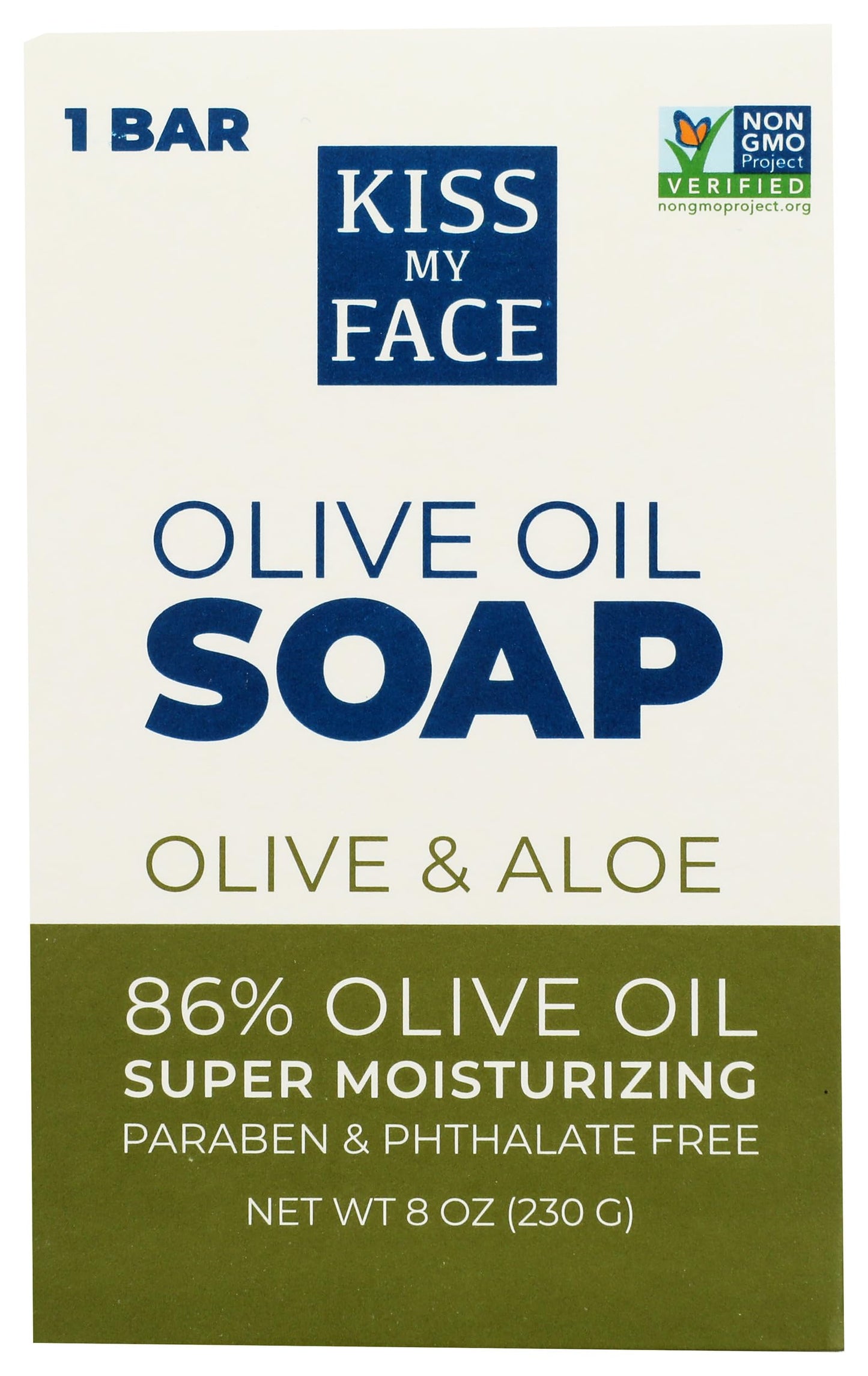 Kiss My Face Moisturizing Bar Soap For All Skin Types - Olive & Aloe - 8 Oz