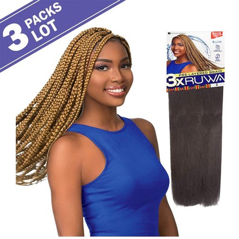 MULTI PACK DEALS! Sensationnel Synthetic Hair Braids XPRESSION 3X Ruwa Pre Layered Braid 24" (3-PACK, 99J)