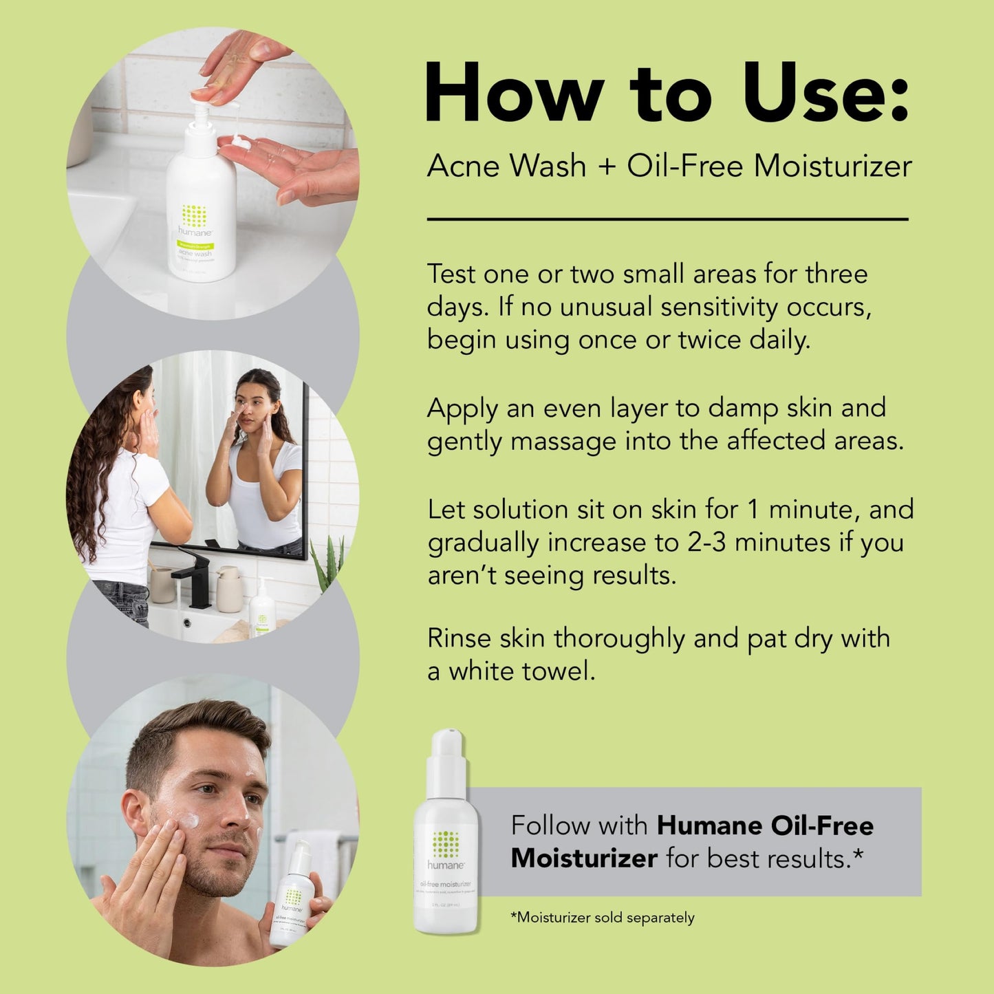 humane Benzoyl Peroxide Face Wash - 5% Regular-Strength Acne Face Wash For Skin, Back & Body - 8 Fl Oz - Dermatologist-Tested Non-Foaming Cleanser - Benzoyl Peroxide Acne Treatment - Cruelty-Free