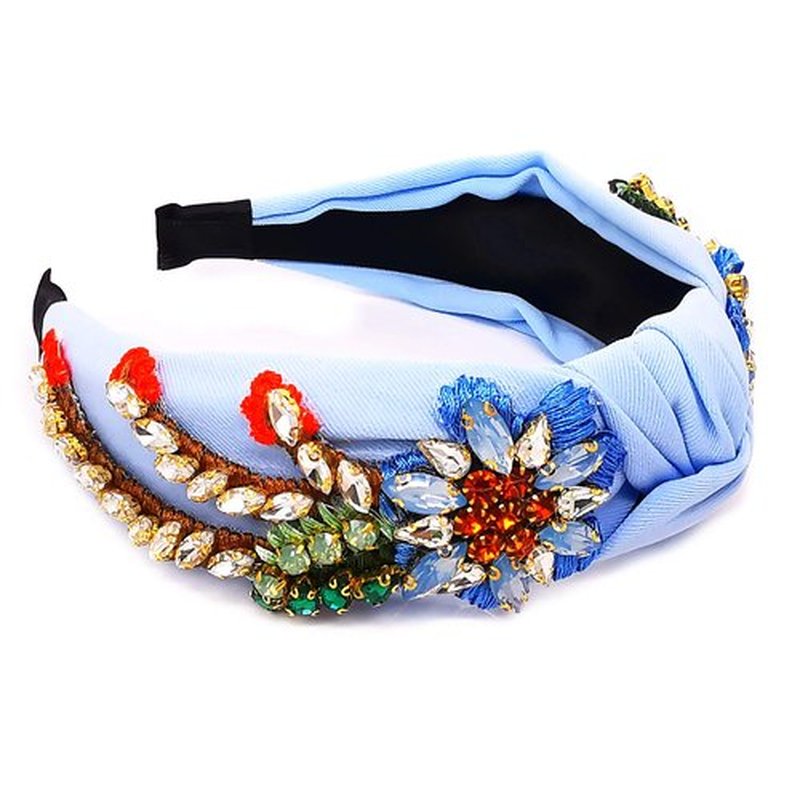 QTMY Rhinestone Crystal Headbands for Women,Hair Hoop Accessories Headwear Jewelry,522Blue