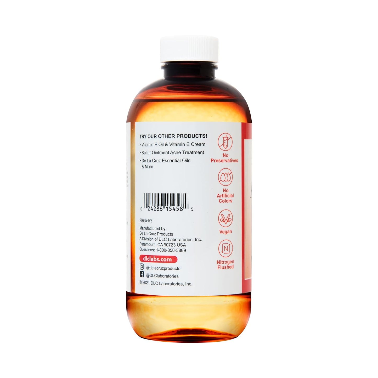De La Cruz Sweet Almond Oil 2 FL OZ - Expeller Pressed for Skin & Hair - 6 Pack