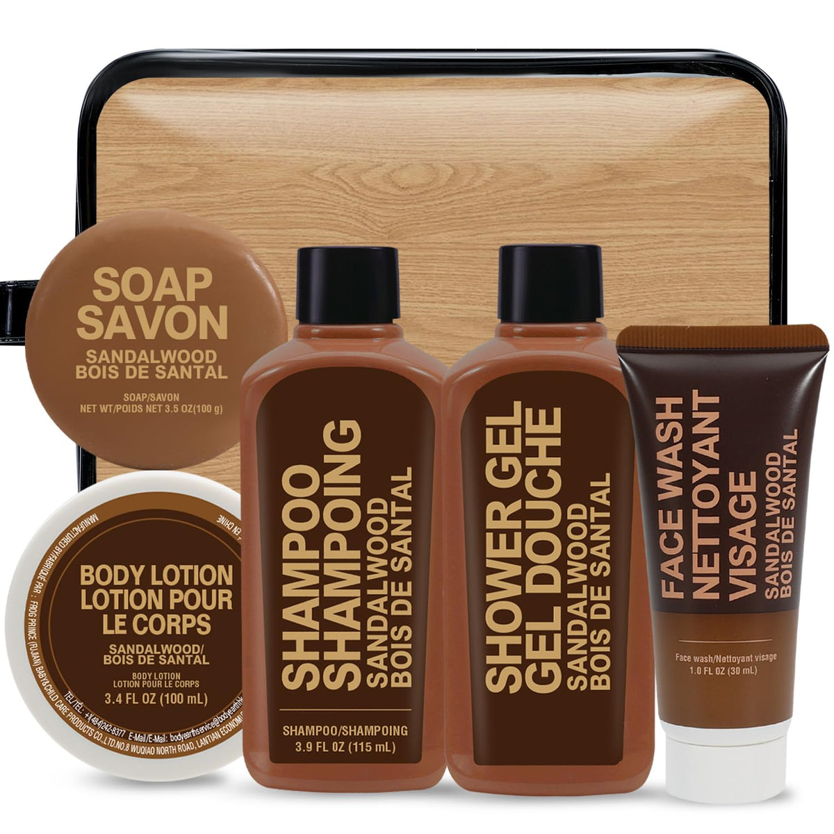 Gifts for Men 6pcs Sandalwood Gift Set Travel Size Toiletry with Shampoo, Body Lotion, Mens Gift Birthday Anniversary Gift Sets for Men, Christmas Self Care for Boyfriend Husband, Fathers Day Gifts