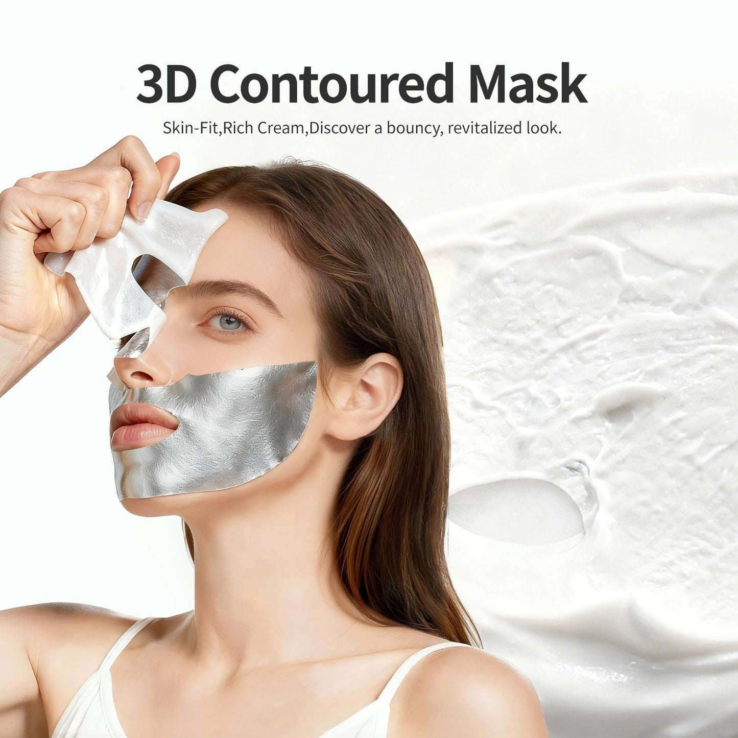 MATERN'ELLA Carnosine Cream Facial Mask with Pro-Xylane & Peptides, Anti-Aging, Plant Extract Based, 3D Contoured Face Mask for Wrinkles, Elasticity & Deep Hydration, Paraben & Fragrance Free, 4 pcs