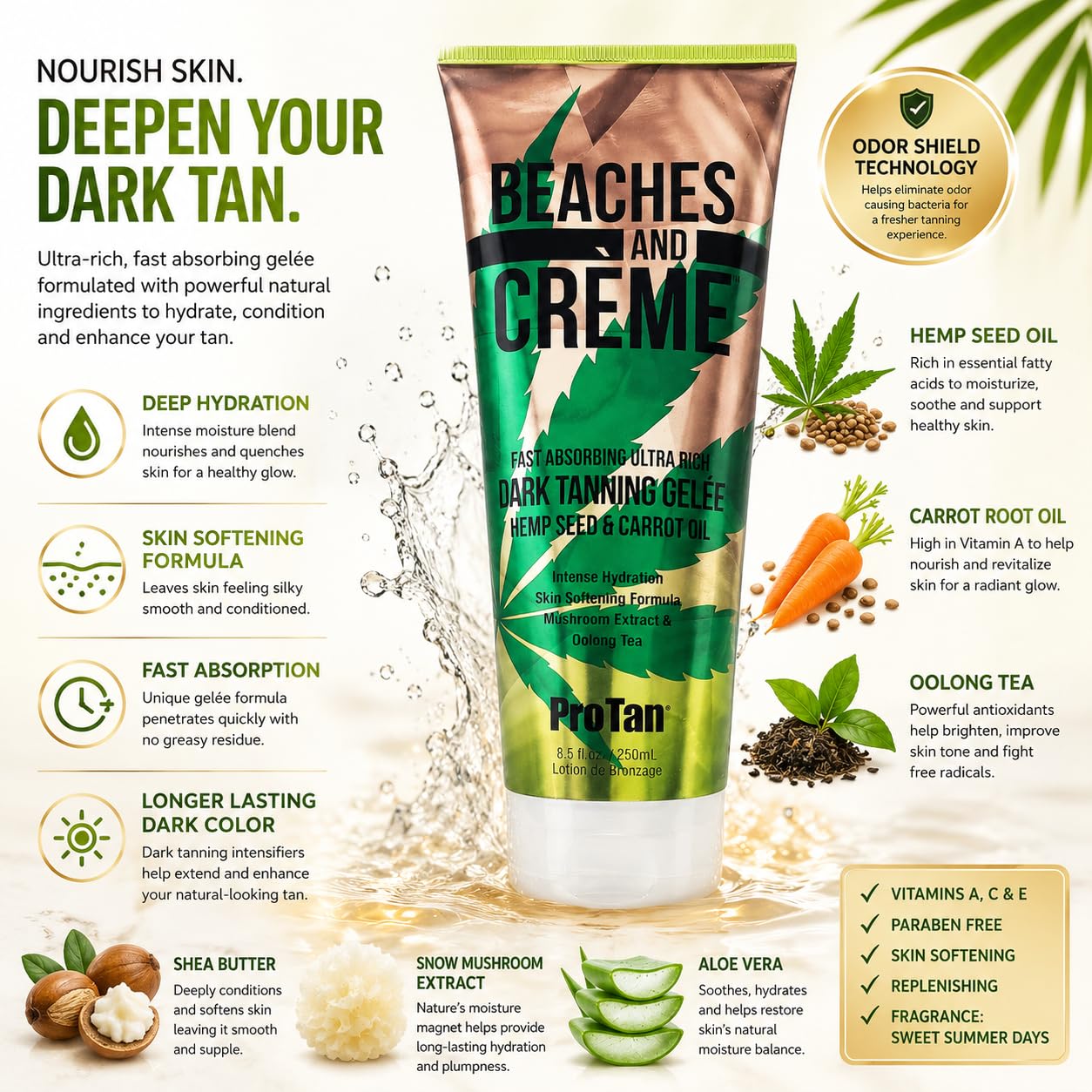 ProTan Dark Tanning Gelee - Hemp Infused Formula for Deep Bronze | 8.5 oz