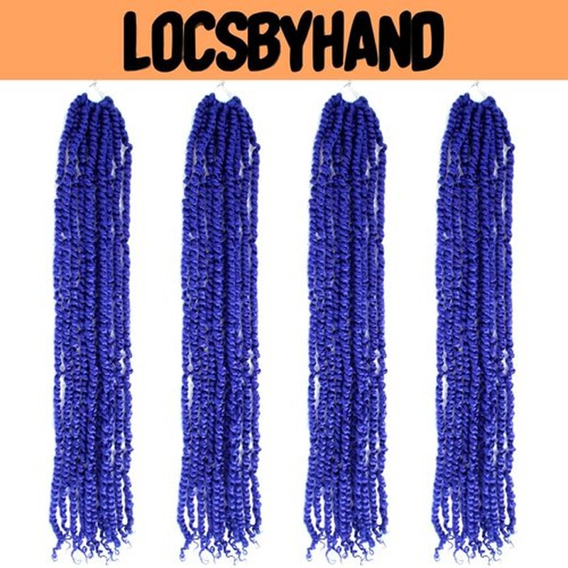 LOCSBYHAND 30 Inch Long Pre-looped/twisted Passion Twist Crochet Hair 4 Packs for Mixed-color Using (4 Packs, Blue)