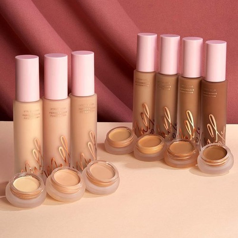 Mally Beauty Stress Less Performance Foundation - Deep - Buildable Medium to Full Coverage - Lightweight Foundation Liquid - Niacinamide Brightens and Hydrates Skin - Satin Finish