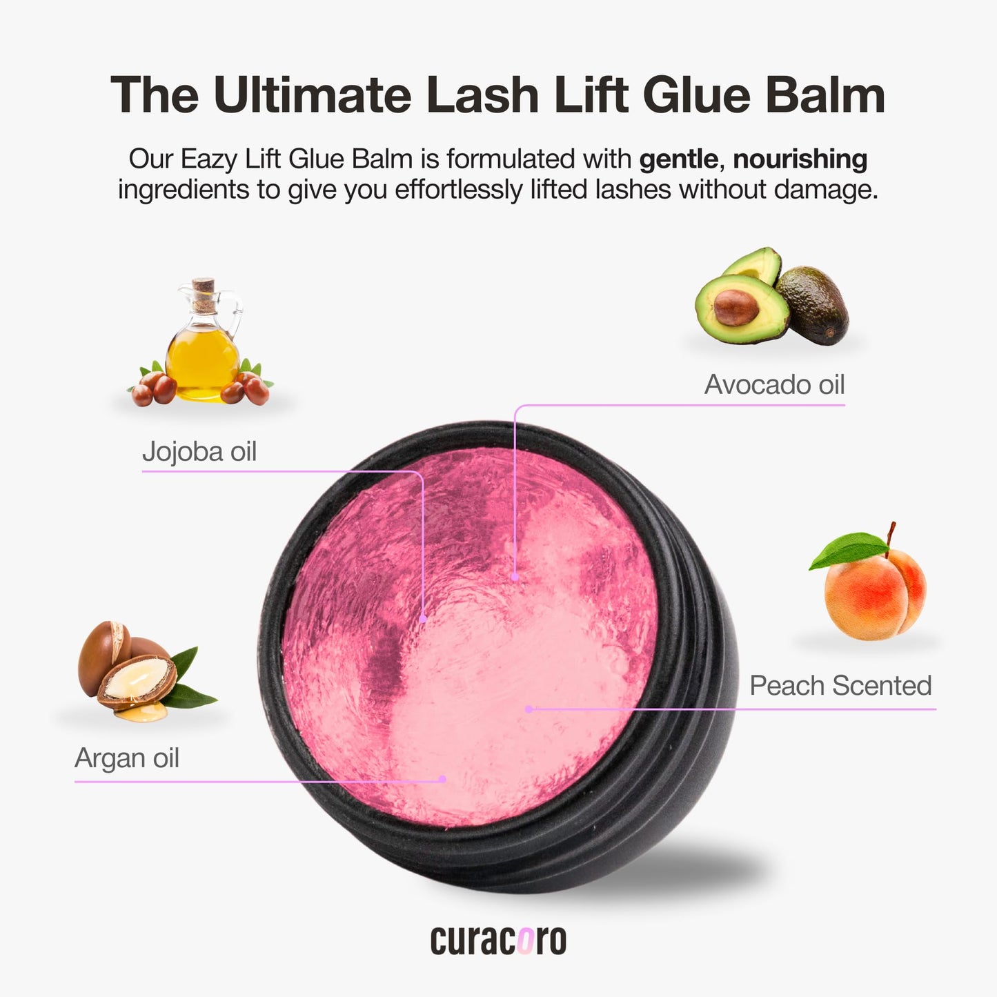 Curacoro Eazy Lash Lift Glue Balm 10g 2-in-1 Lash Lift Adhesive, Peach