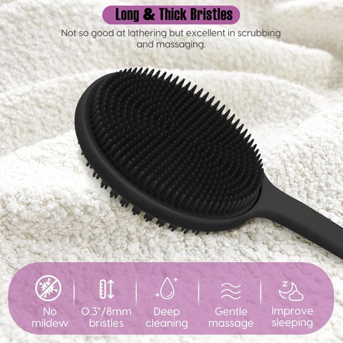 VWMYQ Back Scrubber for Shower, New Upgrade Multifunction Exfoliator Body Scrubber for Effective Shower Scrubber for Body, Ergonomic No-Slip Handle and Easier Product Foam Silicone （2 Pack）