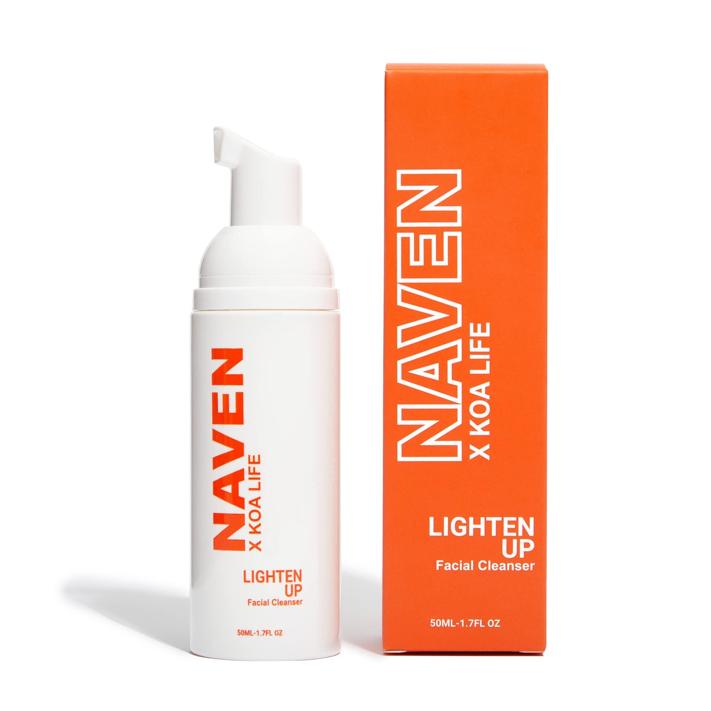 KOA LIFE X NAVEN Lighten Up - Anti-Blemish Facial Foam Cleanser, Purifies Skin, Vitamin C, Organic, Natural Ingredients - 1.7 Fl Oz