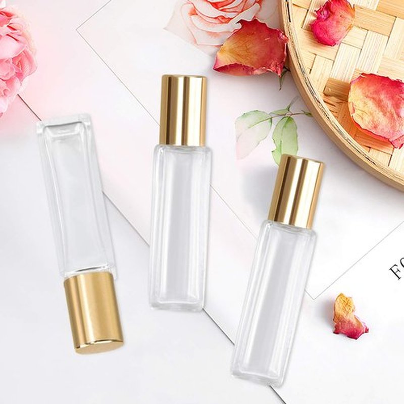 wifreo Perfume Essential Oil Bottles, Square Refillable Thick Glass Roller Bottle, 8 Pack 1/3oz 10ml