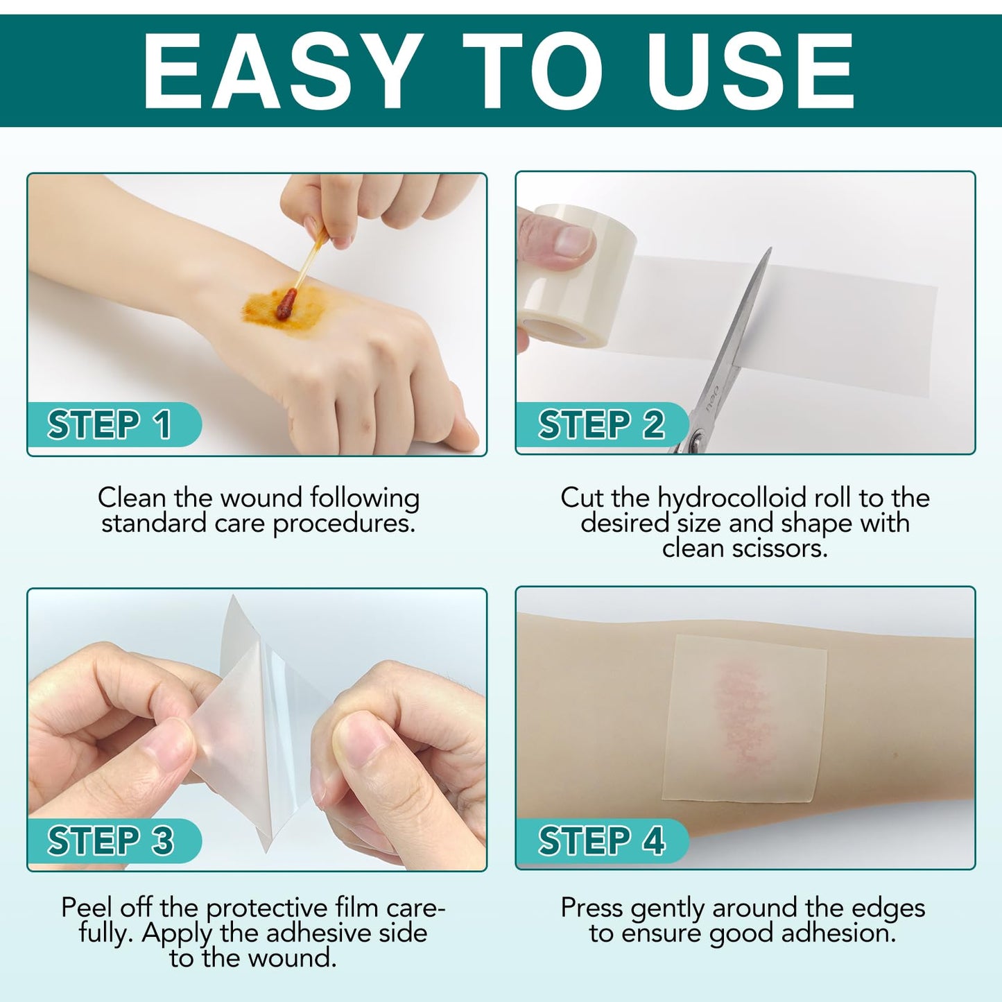 Hydrocolloid Bandages, Medical Grade Hydrocolloid Roll for Wound Care, Waterproof & Flexible Wound Dressing Roll, Extra Large Hydrocolloid Patch Bandages with Self-Adhesive-2in*11.8ft