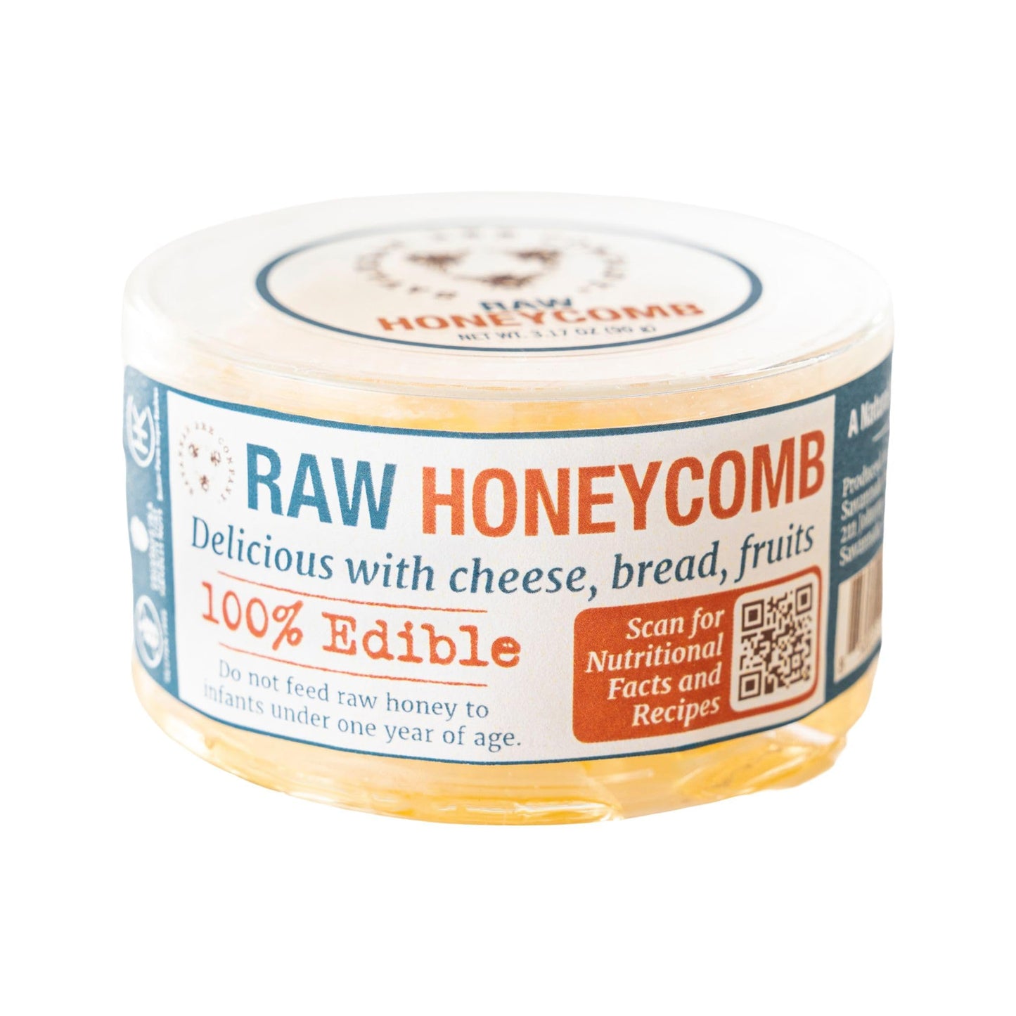 Savannah Bee Company Raw Honeycomb 3.17 oz – Mini Honeycomb for Picnics, Cheese Boards & On‑the‑Go Snacking