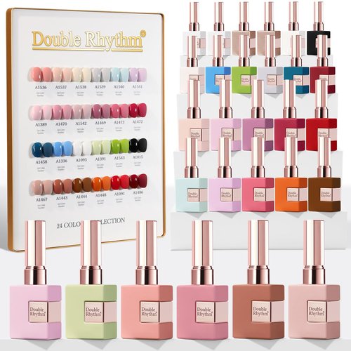 Double Rhythm 28Pcs 0.5Oz Gel Nail Polish Set Same Color Same Bottle Soak Off Gel Polish Kit Nail Art Manicure Salon DIY at Home for Women (T24-2)