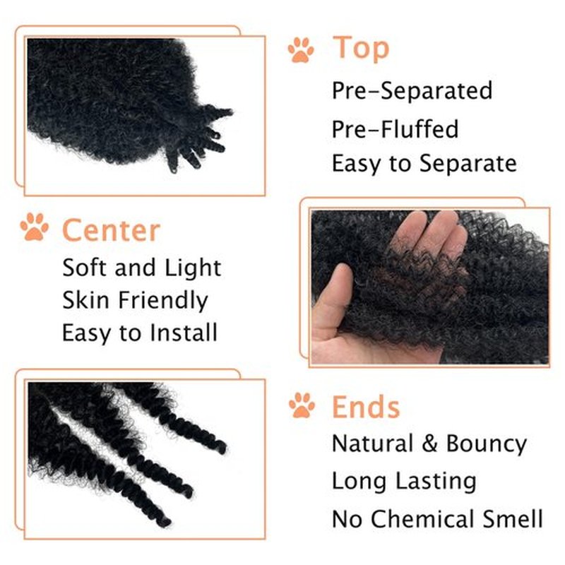3 Packs Marley Twist Braiding Hair, 12 Inch Pre-Separated Springy Afro Twist Hair Kinky Twist Crochet Hair Braids for Distressed Soft Locs Spring Twist Hair for Women (12 Inch (Pack of 3), 1B)