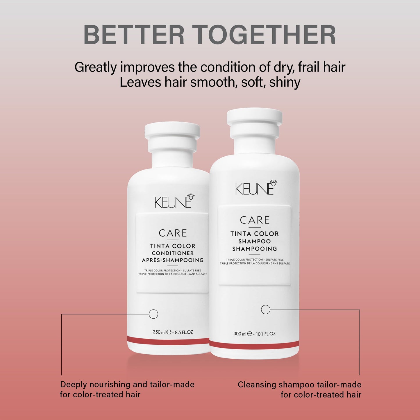 KEUNE Care Tinta Color Shampoo, Sulfate-Free and Paraben-Free Shampoo for Color Treated and Dyed Hair, Color Safe Cleanser with UV Protection, 10.1 Fl Oz
