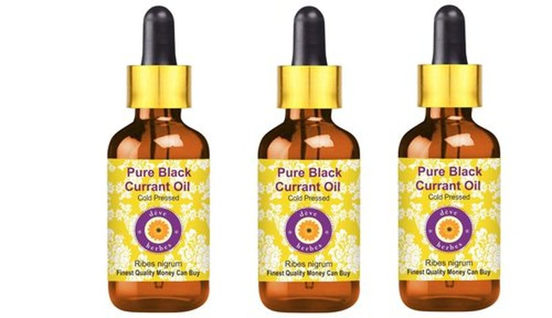 Deve Herbes Pure Black Currant Oil (Ribes nigrum) with Glass Dropper Cold Pressed (Pack of Three)100ml X 3 (10 oz)