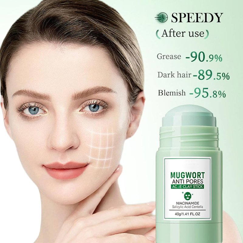 Mugwort Clay Mask Stick - Control Excess Oil & Deep Clean Pores | Gentle Exfoliation for Smoother Skin