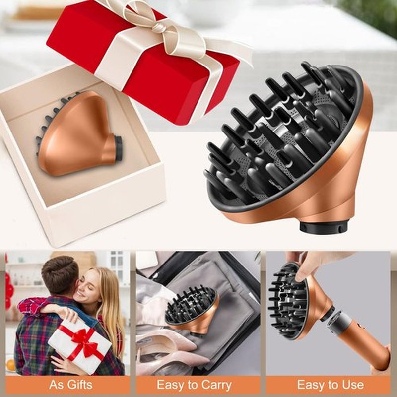 Upgraded Hair Diffuser Attachment for Dyson for Airwrap HS05 HS03 HS01, Hair Dryer Diffuser Nozzle Converting for Curling Iron To Hair Dryer, Gold