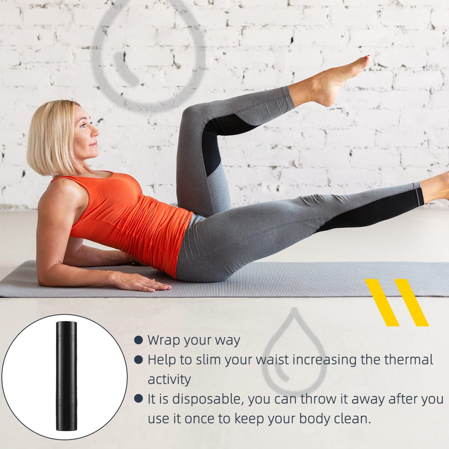 Gersoniel 1 roll 60 Meters Black Osmotic Plastic Body Wrap Workout and Sweat Enhancer Stomach Body Film Applicator Power Wrap