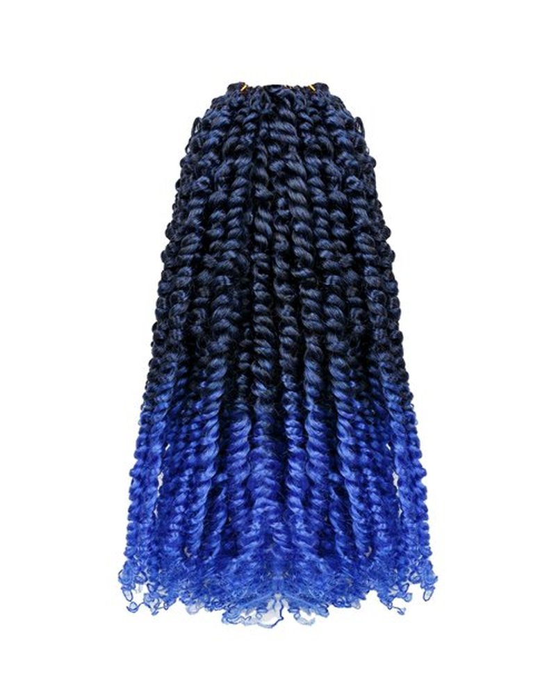 hahoness 14 Inch 8 Packs Pre Looped Passion Twist Crochet Hair for Black Women and Kids-Ombre Blue, Super Soft Bouncy Synthetic Braided Hair Extensions(14 Inch-8 Packs,T1B/Blue)