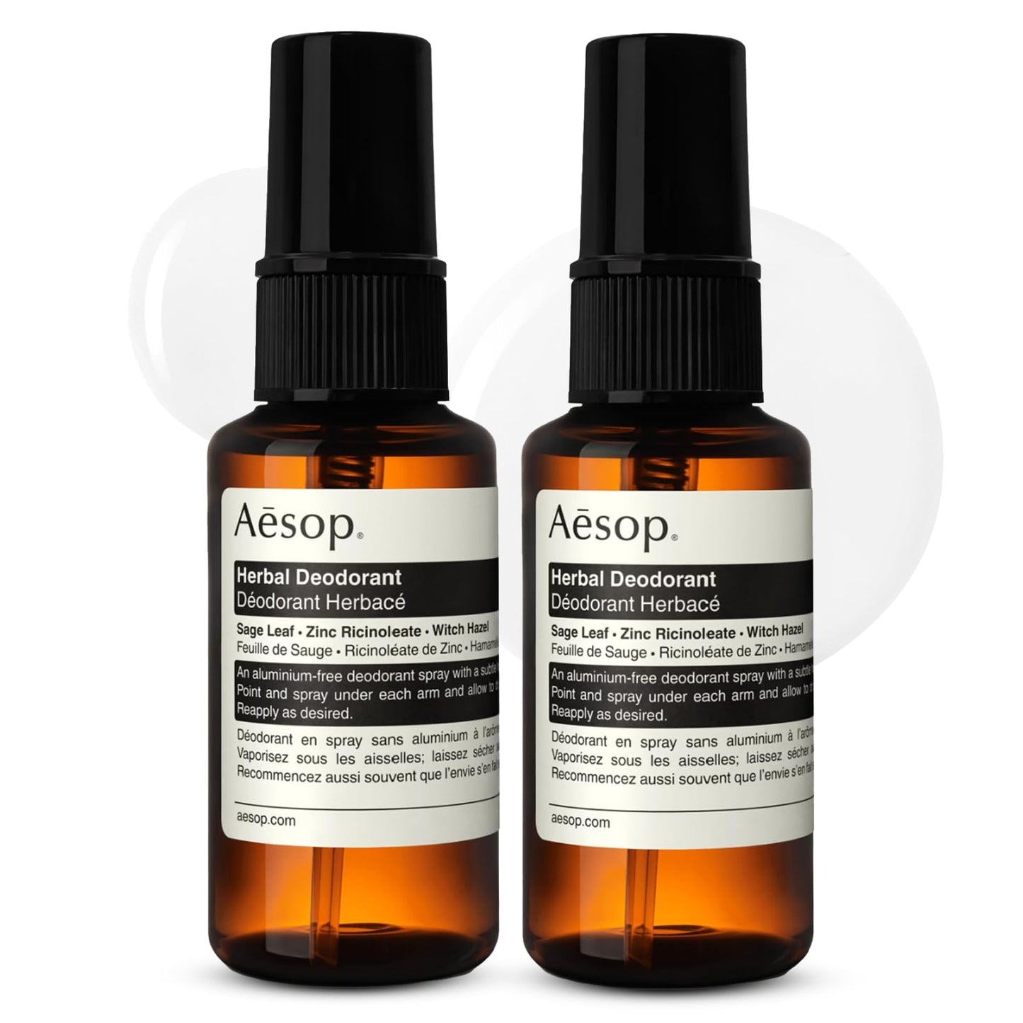 Aesop Aluminum Free Herbal Deodorant Spray for Women & Men | Sage Leaf and Zinc to Reduce Odor and Bacteria + Witch Hazel Soothes Skin | Vegan & Cruelty-Free | 1.7 oz (Pack of 2)