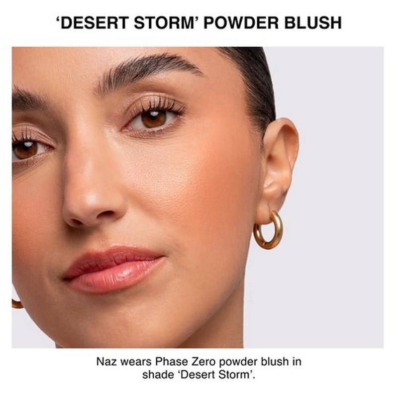 Phase Zero Makeup Powder Blusher - "Desert Storm" - 4g / 0.141 oz - Full Coverage, Natural Blush - Soft, Buildable Pink, Coral, Peach & Golden Hues