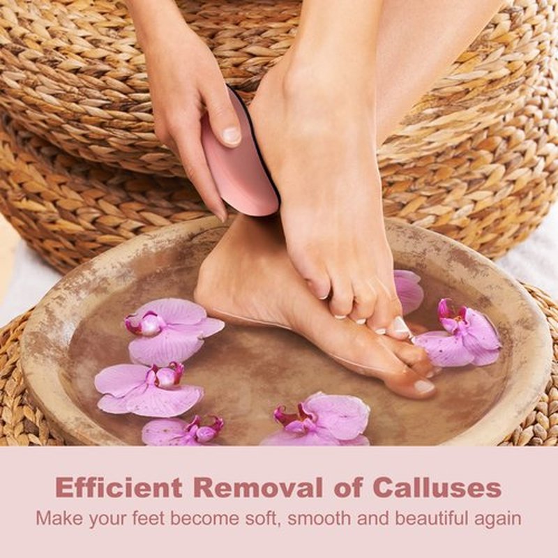 Uyoky Callus Remover Foot File, Glass Pedicure Foot Scrubber, Heel Scraper Hard Skin Remover for Feet, Ergonomic Design Foot Care Tool for Soft Skin (Pink)