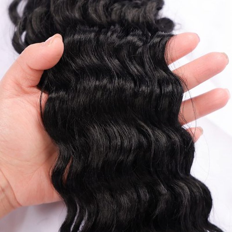 Ocean Wave Braiding Crochet Hair Extension 26 inch 6packs Curly Crochet Hair Synthetic Wavy Hair Extensions for Women #1B Natural Black