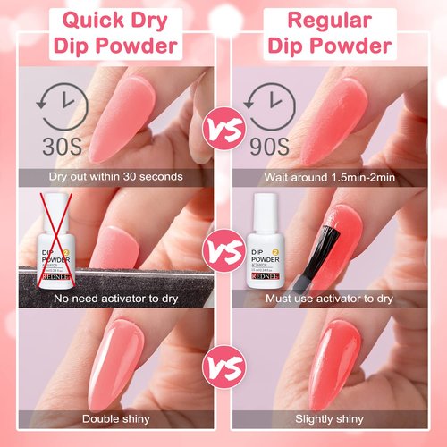 REDNEE 39pcs Dip Powder Nail Kit Starter, 30 Neutral Skin Color White Pink Dipping Powder Set with Top Base Coat Activator & Nail Brush File for Valentine's Day Nail Art Manicure Salon Gift Set RE19