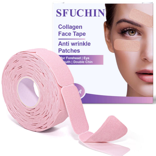 Sfuchin 125 Pcs/Roll Collagen Anti Wrinkle Patches - 2026 New Version Pre Cut Face Tape for Wrinkles Overnight, Smooth Fine Lines and Firm Lift Skin, Smile Line Forehead Eye Lip Multi Area Use