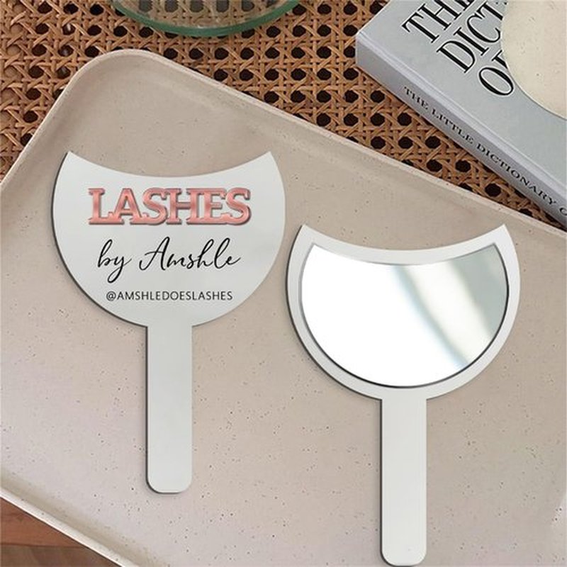 Tammnjo Personalized Name Lash Prop Mirror Custom Eyelash Technician Handheld Mirror Prop Social Media Prop Acrylic Beauty Room Prop Decor Makeup Photo Prop Lash Room Prop Decor Aesthetics Signage