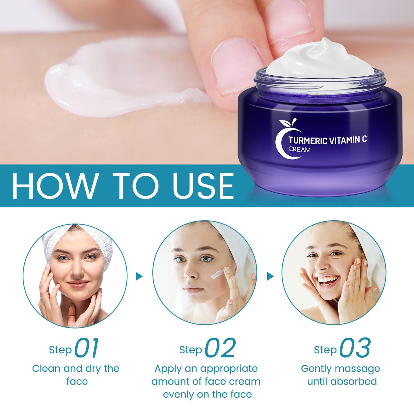PEGO Turmeric Vitamin C Anti Aging Face Cream,Moisturizing and Hydrating Facial Cream,Anti-Wrinkle, With Turmeric, Jojoba Oil & Hyaluronic Acid, Suitable for All Skin Types 50g