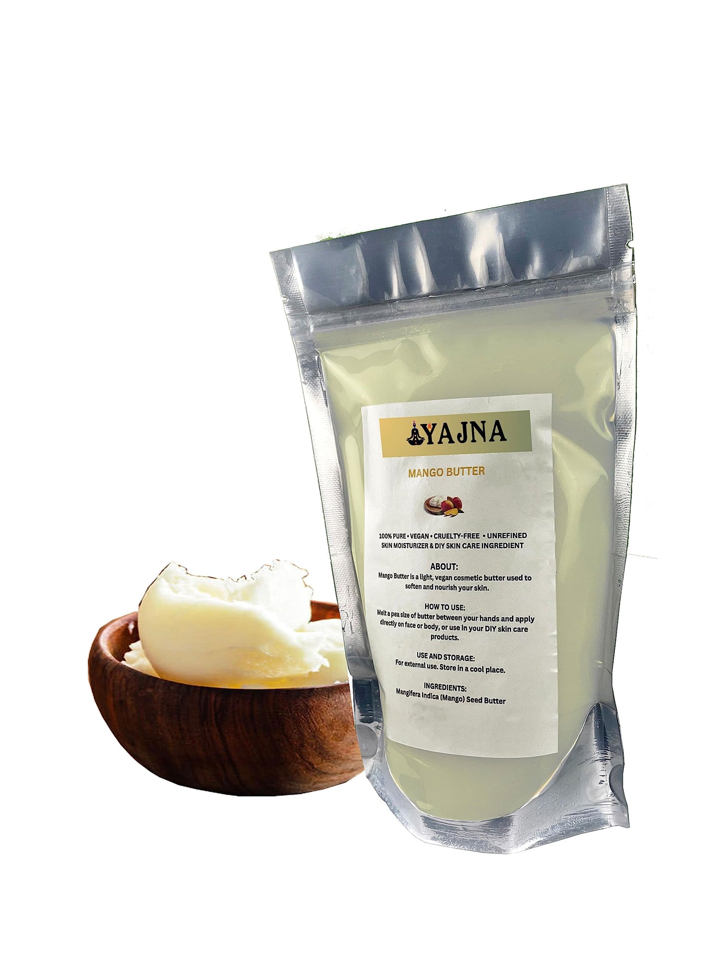 Yajna Organic Raw Mango Butter 100% Pure,Natural & Unrefined| Skin Moisturizer For Face, Body & Hair| 4 OZ/115 GM Ivory/White Grade A | DIY Creams, Balms, Lotions, Soaps| Softens Dry & Tough Skin