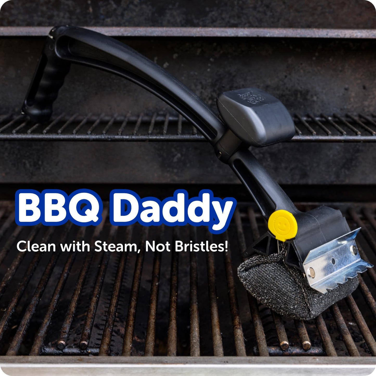 Scrub Daddy BBQ Daddy Grill Cleaner Kit - Bristle Free Grill Brush with Refill + 2 Steel Scour Daddy Grill Sponges - Built-in Grill Scraper - Temperature Controlled Grill Cleaning Tools (4 Count)