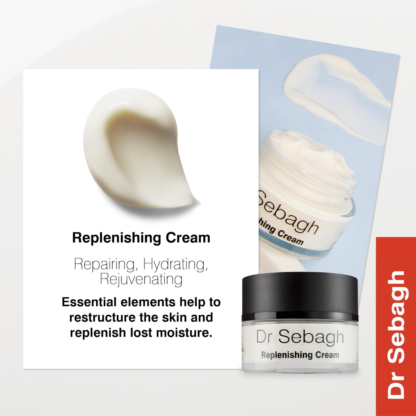 Dr Sebagh Replenishing Cream (1.7 fl oz) - Repairing & Hydrating Moisturizer - Facial Moisturizer for Dry Skin - Vitamin E, Retinol & Collagen Cream for Face - Soothes & Restores Radiance