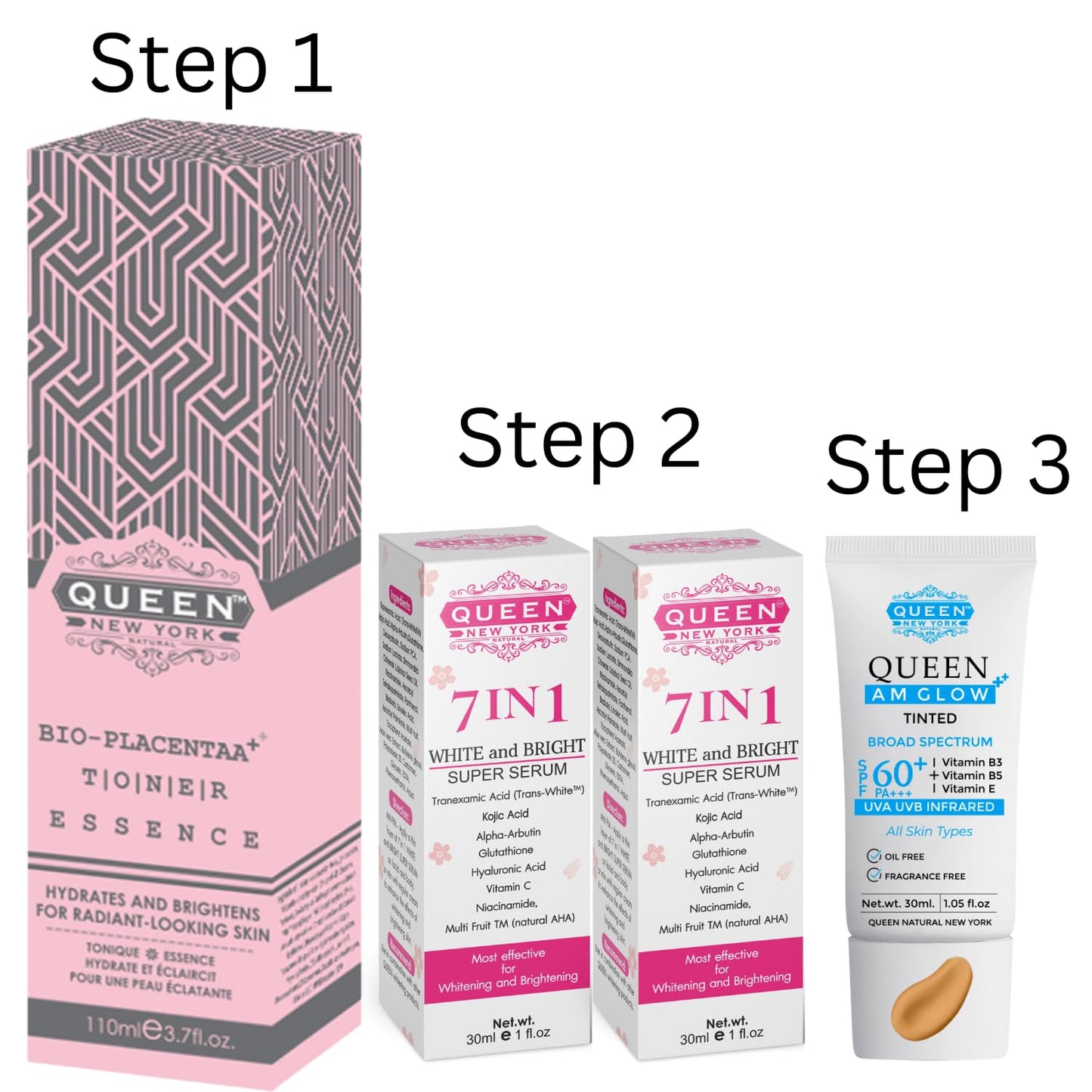 QUEEN AM GLOW | TINTED SunScreen SPF 60 Primer-Anti Aging, Face Moisturizer- Vitamin B3, B5, E- Non-Greasy, Silky Touch, oil free, fragrance free by QUEEN NATURAL NEW YORK (Pack of 1)