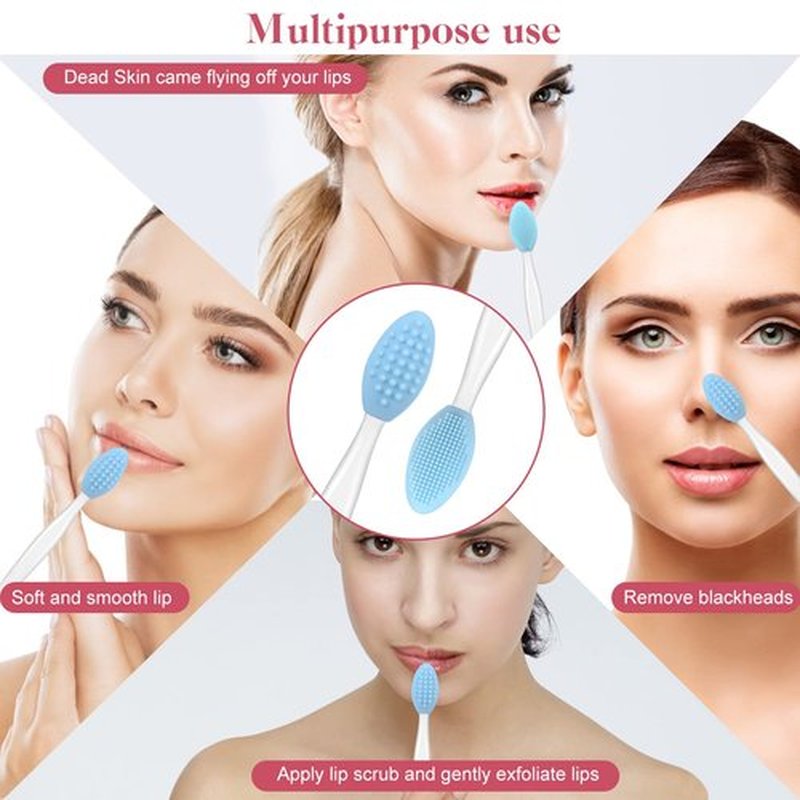 5 Pcs Lip Brush Tool Lip Scrub Brush Double-Sided Silicone Lip Exfoliator Brush Lip Scrubber Tool for Dark Lips