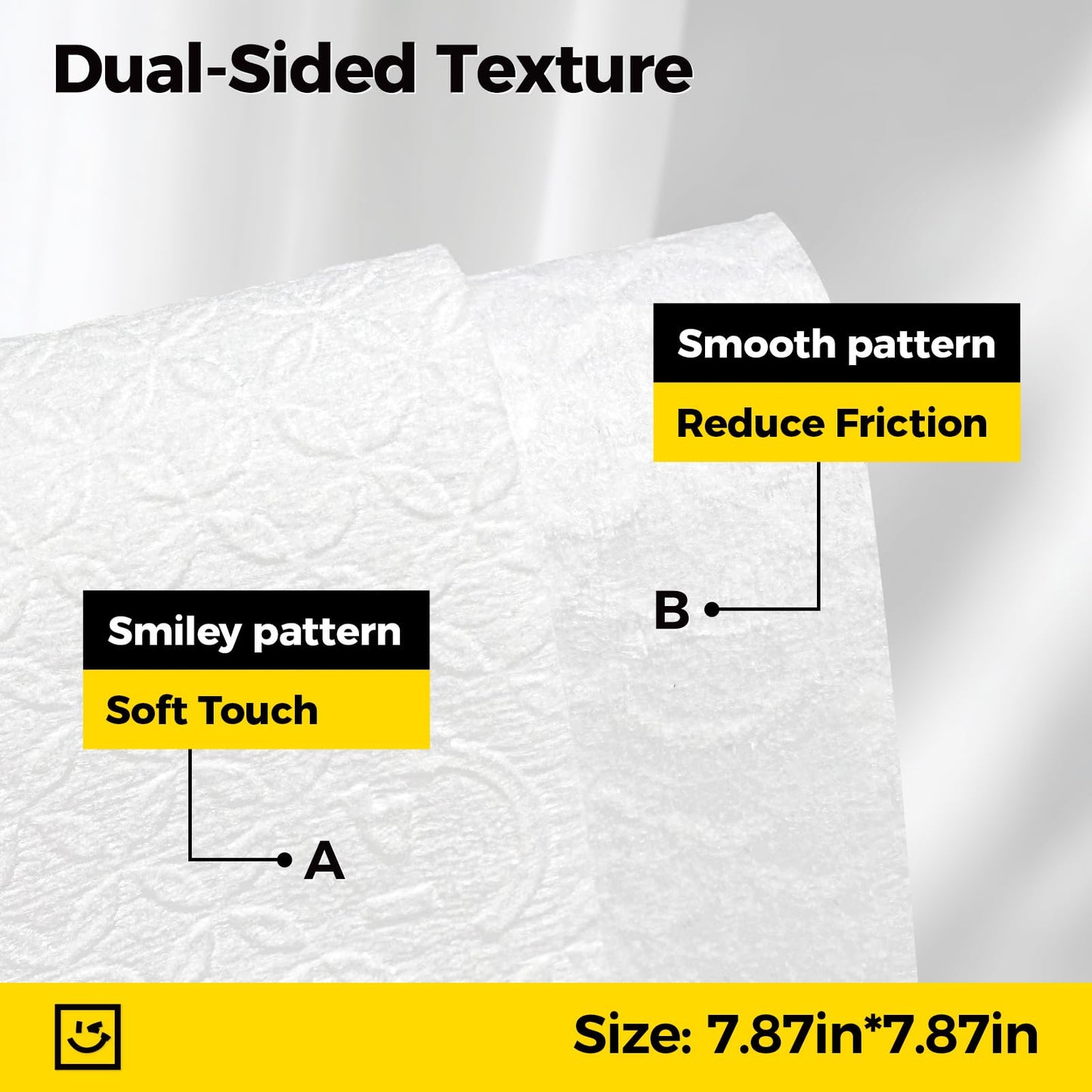 FLOW SMILE Face Towels, Disposable Face Towels, 50 Count Extra Thick & Ultra Soft Lint-Free Dry Wipes for Sensitive Skin, Unscented Biodegradable for Makeup Removal & Facial Cleansing