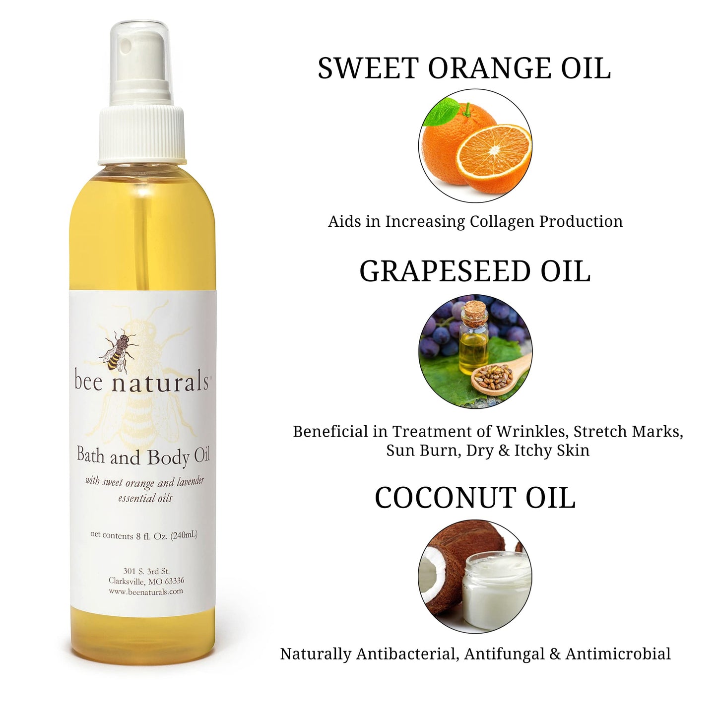 Bee Naturals, Bath & Body Oil, 8 fl oz
