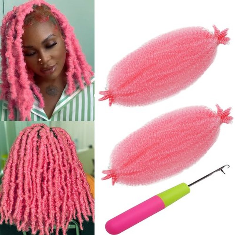 KYNLEY 12 Inch Pink Spring Twist Hair 2 Packs Springy Afro Twist Hair Pre-Separated Kinky Marley Twist Braiding Hair Wrapping Hair for Soft Locs (Pink Marley Hair)