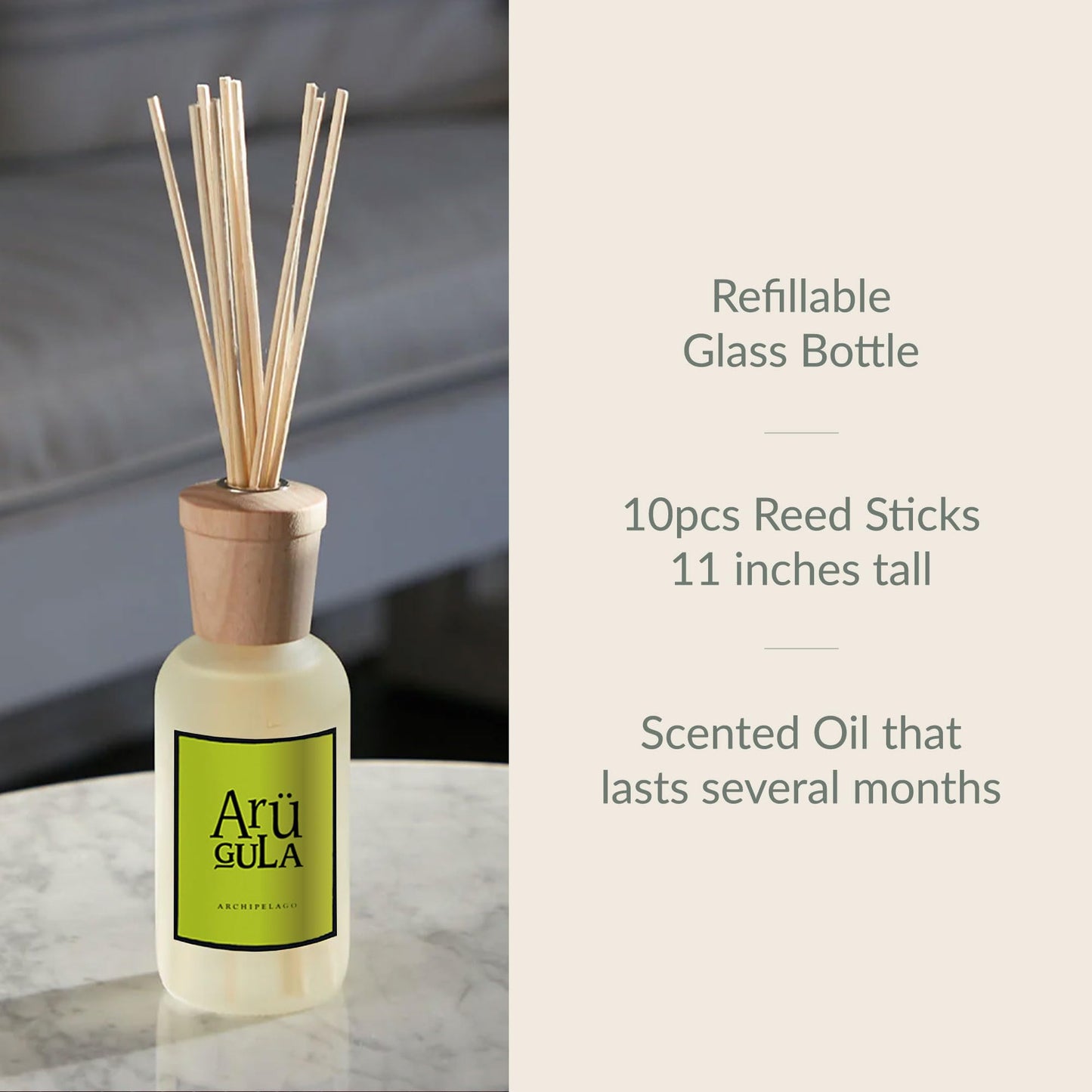 Archipelago Botanicals Lavande Reed Diffuser, Home Fragrance Reed Diffuser, Includes Fragrance Oil, Decorative Wooden Cap & 10 Diffuser Reeds, Perfect for Home, Office or Gift, 7.85 fl oz