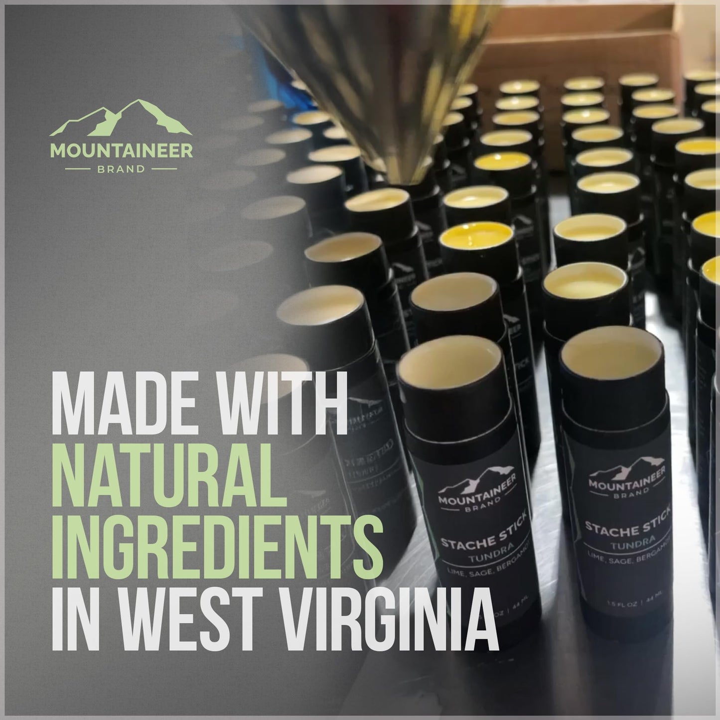 Mountaineer Brand Stache Stick | Appalachia Scent | Made with Natural Ingredients West Virginia | Firm & Long Lasting Hold | Mustache Wax | Moustache Shape & Styling | Beard Wax for Men | 1.5oz