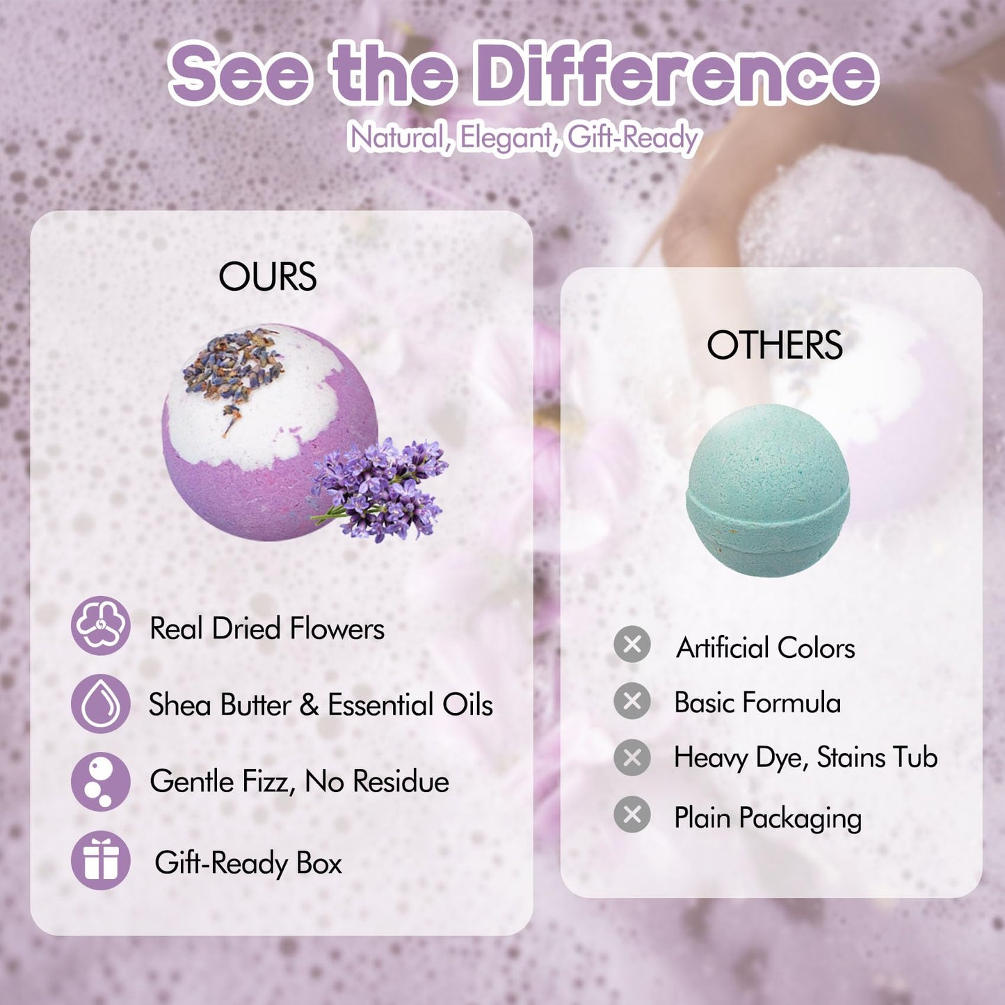12 Floral Bath Bombs Gift Set with Real Dried Flowers, Natural Essential Oils & Shea Butter, Skin-Softening Bubble Bath Fizzies, Relaxing Spa Gifts for Women, Mom, Birthday & Holiday