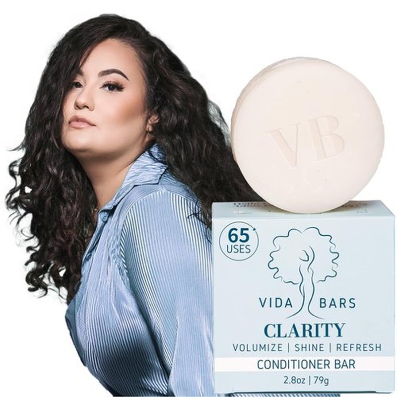 Vida Bars Clarity Solid Conditioner Bar for Curly Hair | All Natural Moisturizing Bar Conditioner for Fine & Dry Hair | Vegan, Sulfate Free, Paraben Free, Handmade in the USA (Peppermint Oil Scent)