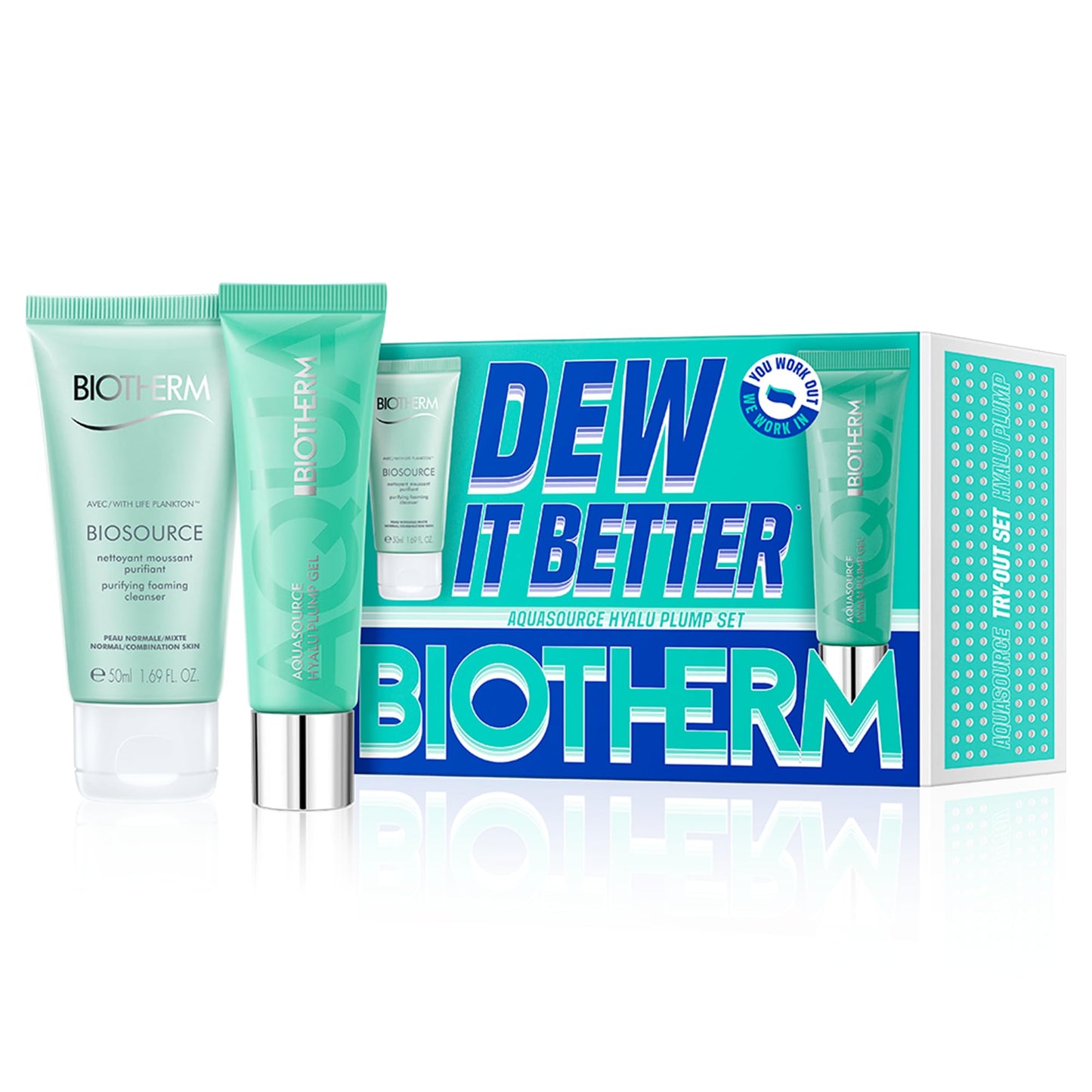 Biotherm Aquasource Hyalu Plump Gel & Biosource Purifying Foaming Cleanser Gift Set, 2-Piece Set Includes Plump Gel Face Moisturizer & Exfoliating Cleansing Gel 1.69 Fl Oz