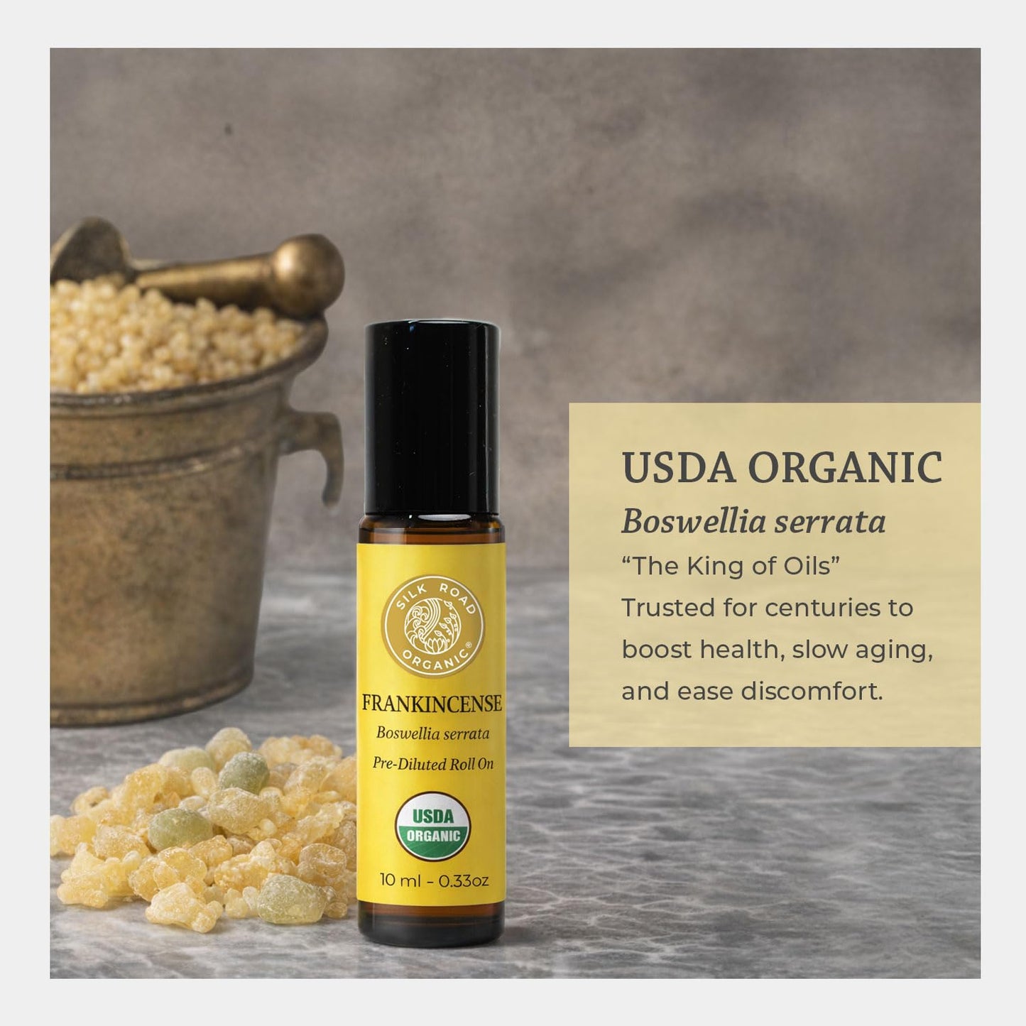 Silk Road Organic Frankincense Serrata Essential Oil Roller, USDA Certified